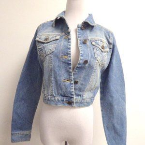 HOLLISTER JEAN trucker JACKET Blue denim cropped M New